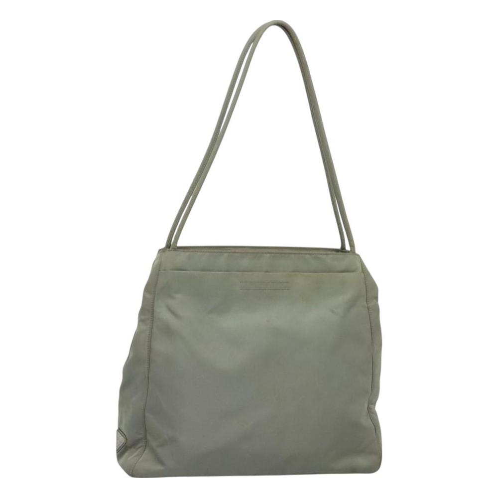PRADA Tote Bag Nylon Khaki Silver Auth 131158 - Picture 1 of 16